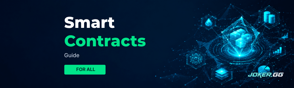 Smart contracts section banner with blockchain network visuals