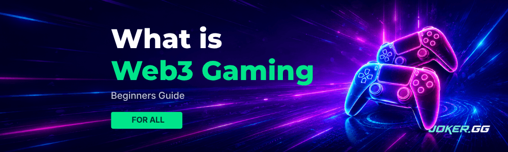Neon game controllers on a dark banner next to the title What is Web3 Gaming
